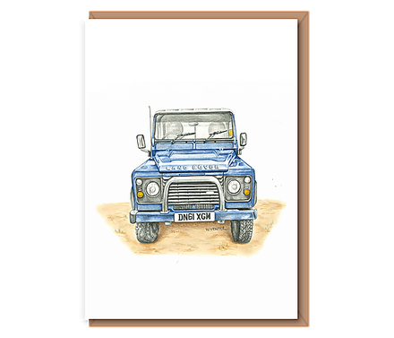 Blue Land Rover (front view) (text free) Portrait