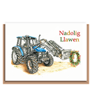 “Nadolig Llawen” (Blue Tractor + wreath)