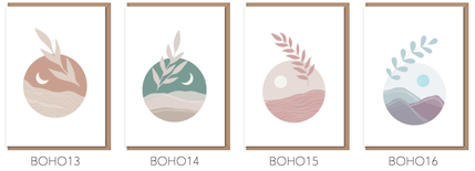 Multi–pack of 4 Boho cards (text free)