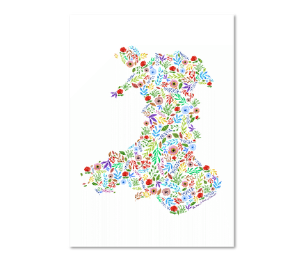Multicolour Floral map of Wales