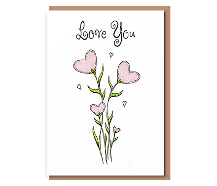 “Blooming Love Quad” 4 Hearts Flowers – Love You