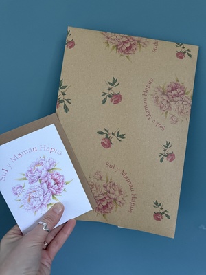 Peony wrapping paper - Sul y Mamau Hapus