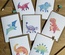Set of 7 dinosaur cards – (text free)