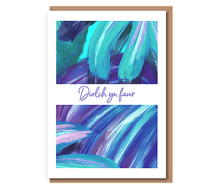 Diolch yn fawr (blue paint strokes)