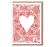 Red foliage with heart cutout