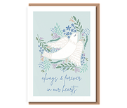 Always & forever in our hearts (dove on aqua)