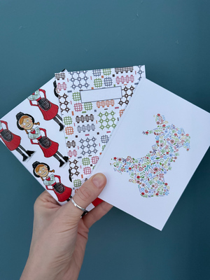 Set of 3 Welsh–themed A6 notebooks (1 of each) (Map, Welsh Lady, Welsh Blanket)