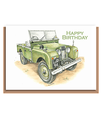 Vintage Green Land Rover (Happy Birthday) Landscape