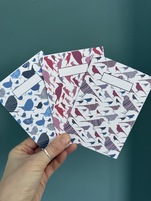 A6 Set of 3 Bird Notebooks: Wrens, Woodpeckers, Wagtails (1 of each)
