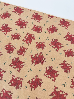 Welsh Dragon in Santa Hat (wrapping paper)