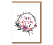 Happy Birthday (pink wreath)