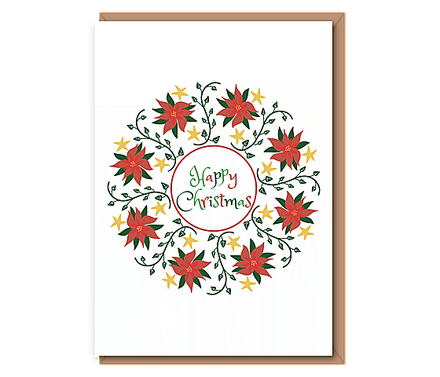 Happy Christmas Wreath – A6 card (matching wrap code: WPHCW)
