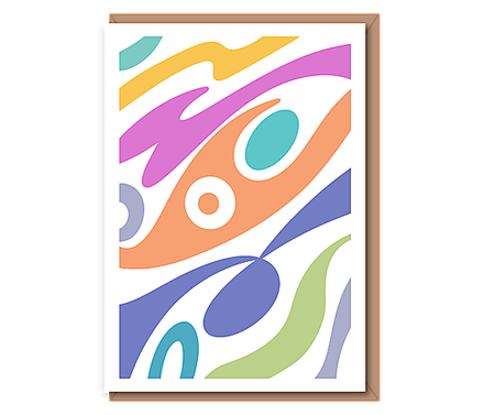 Wacky Work' – neon abstract shapes (orange pink purples)