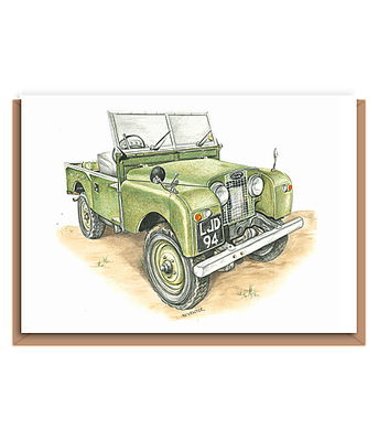 Vintage Green Land Rover (text free) Landscape