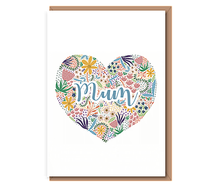Spring heart – Mum (blue text) – matching magnet available