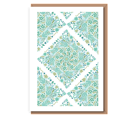 Aqua Foliage – Kissing Tiles (text free)