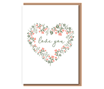 Love you (floral heart wreath)