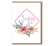 Sister – raspberry floral diamond frame