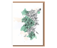 Abstract Mint floral line (text free) A6 card