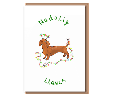Christmas Sausage Dog – Nadolig Llawen