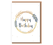 Happy Birthday olive wreath