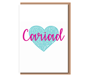 Aqua doodle heart – Cariad