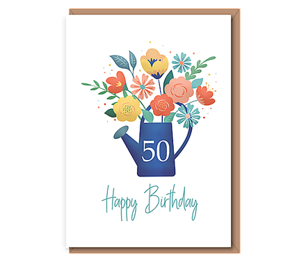 Happy Birthday (watering can floral) – custom age