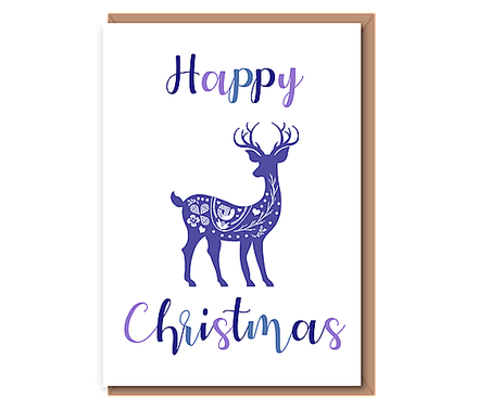 Happy Chirstmas – scandi deer (purple)