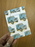 A6 notebook –– “Decent Defender” Blue Land Rover (side)