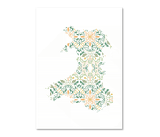 Sage Floral Map of Wales