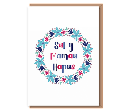 Sul y Mamau hapus (flower wreath, big blue, navy, hot pink)