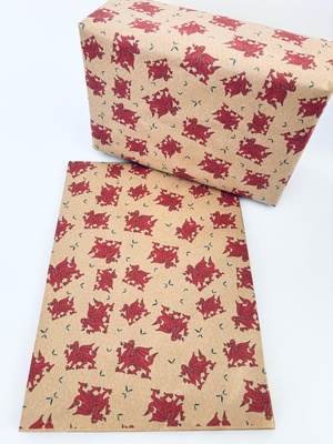 Welsh Dragon in Santa Hat (wrapping paper)