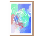 Penblwydd Hapus (blue, green cloud)