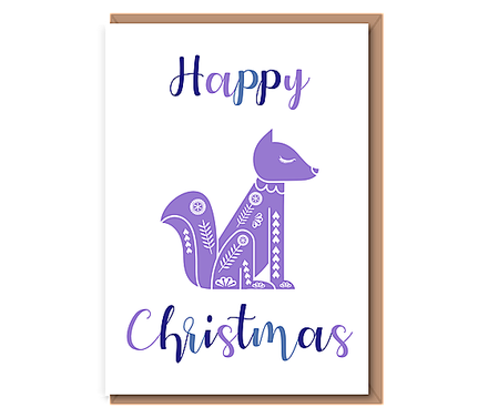 Happy Christmas – scandi fox (purple)