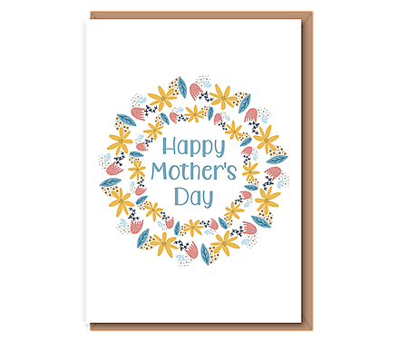 Happy Mother's Day (double wreath yellow,blue, pink )