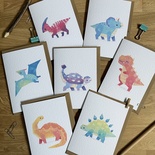 Set of 7 dinosaur cards – (text free)
