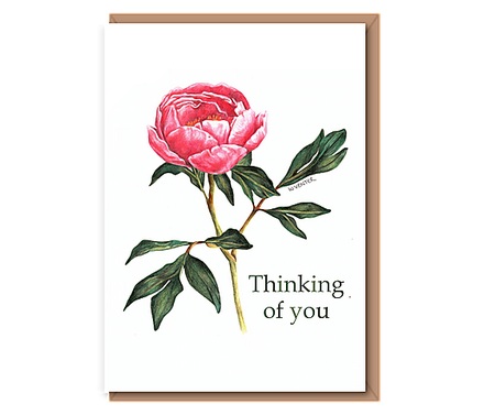 “Solo peony” (pink tonal single flower with leaves) Thinking of you
