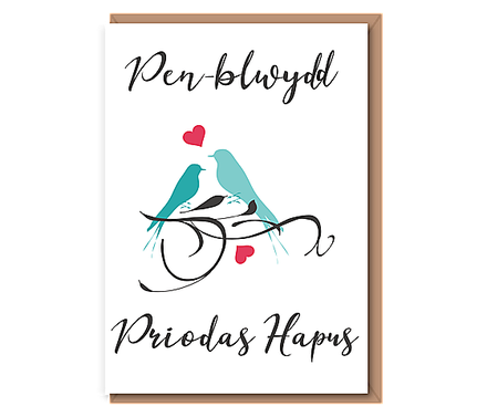 Penblwydd Priodas Hapus (love birds)