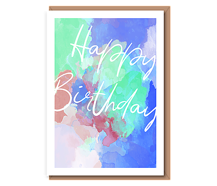 Happy Birthday (blue, green cloud)