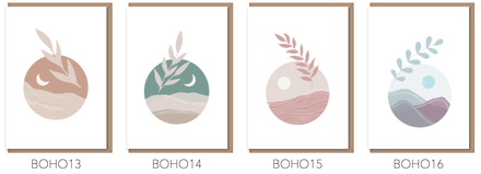 Multi–pack of 4 Boho cards (text free)