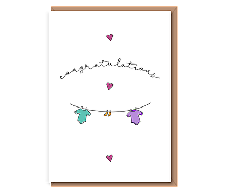 Congratulations – New Baby washing line – colours