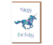 Running Blue Unicorn – Happy Birthday