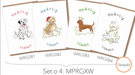 Set of 4 ‘Nadolig Llawen’ dog cards, nude in belly band
