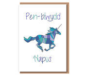 Running Blue Unicorn – Pen–blwydd Hapus