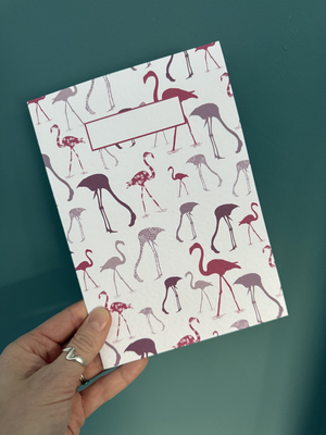 A5 Flamingo notebook (matching wrapping paper available)