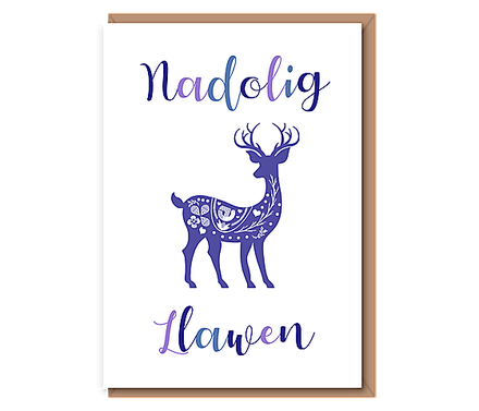Nadolig Llawen – scandi deer (purple)