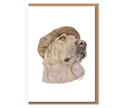 “Yellow Labrador Retriever” (dog in a hat)