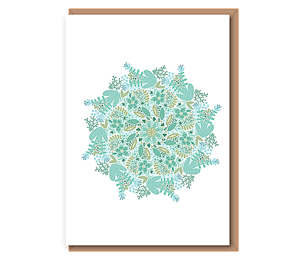 Aqua Foliage Mandala (text free)