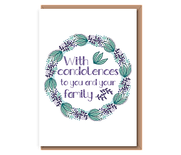 With condolences to you and your family (teal and purple)