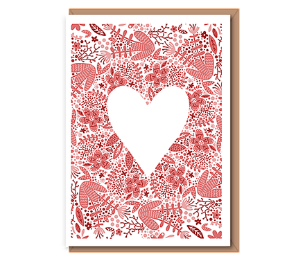 Red foliage with heart cutout